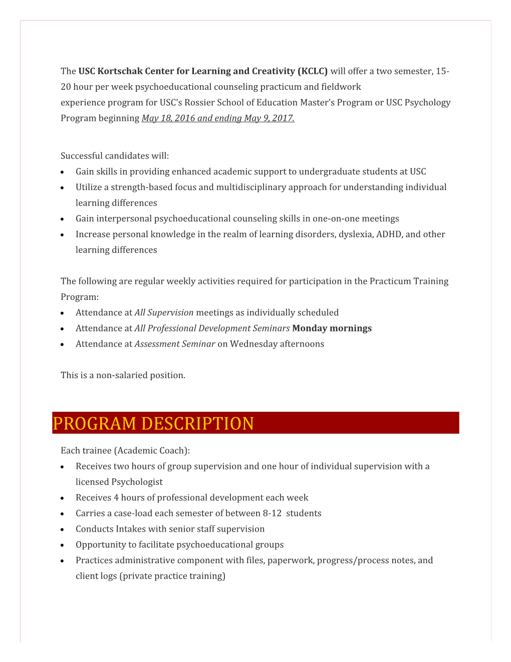 Gain Skills in Providing Enhanced Academic Support to Undergraduate Students at USC