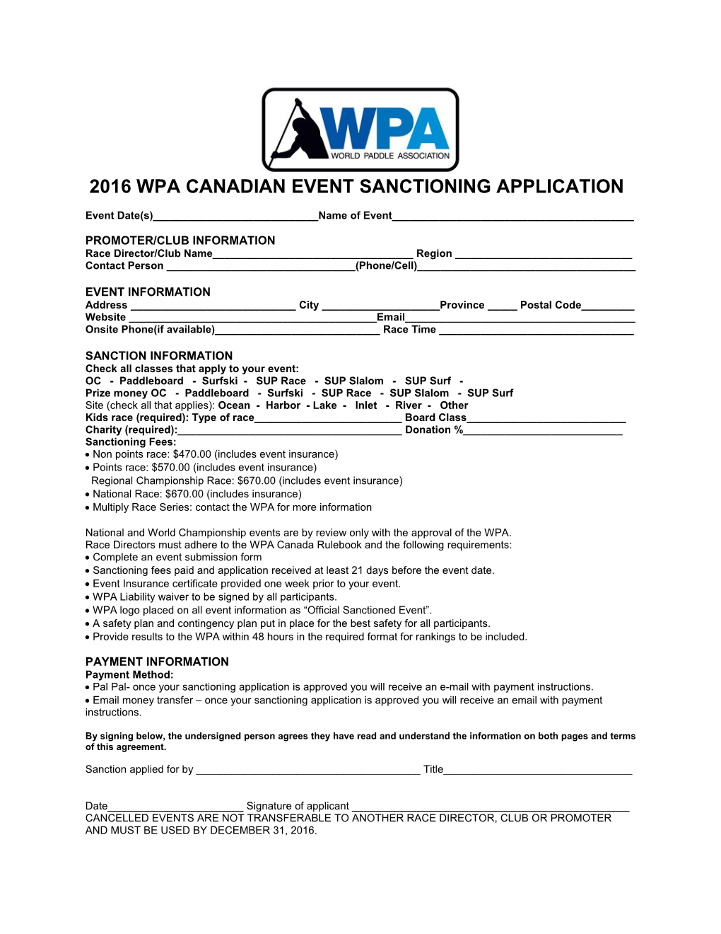 2016 Wpa Canadian Event Sanctioning Application