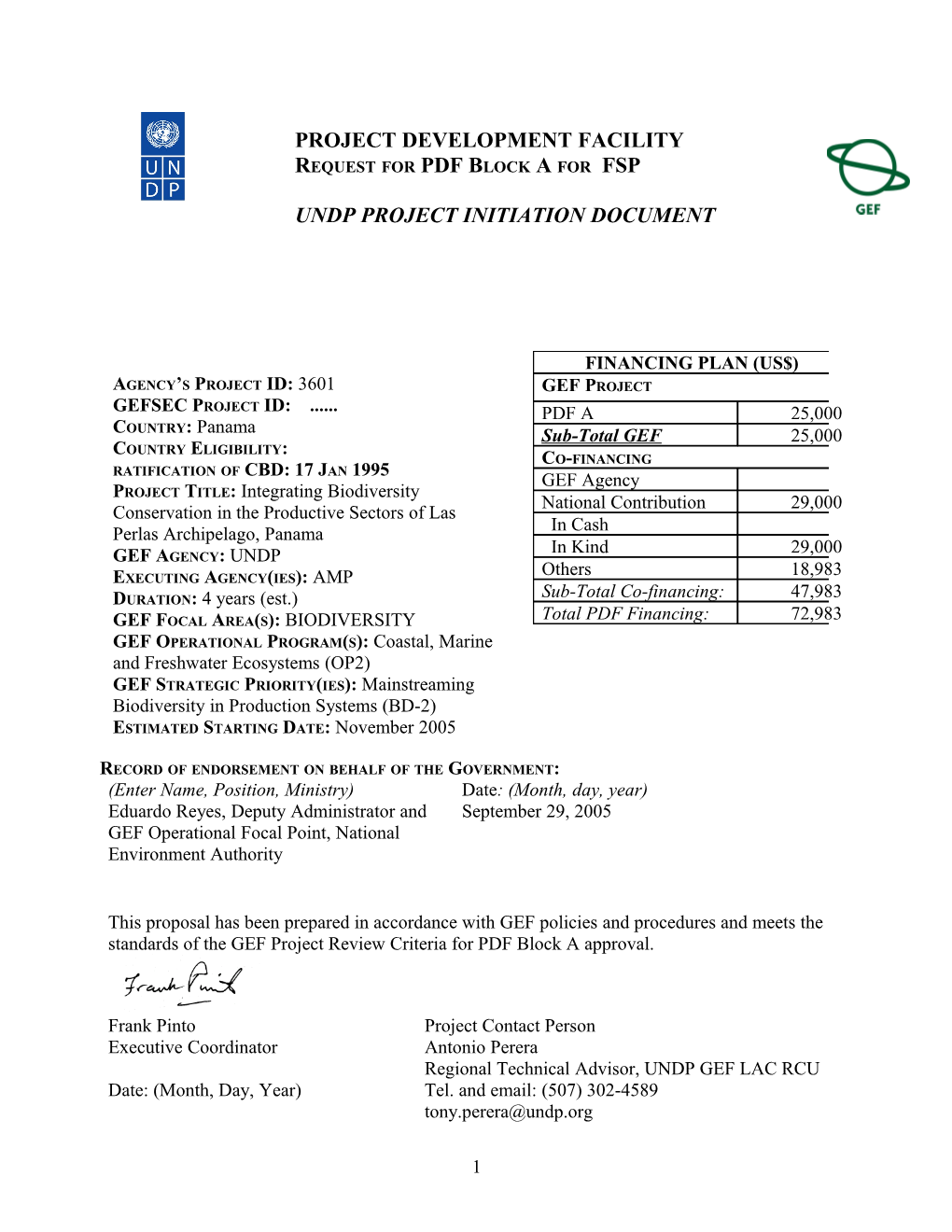UNDP-GEF Streamlined PDF-A Format