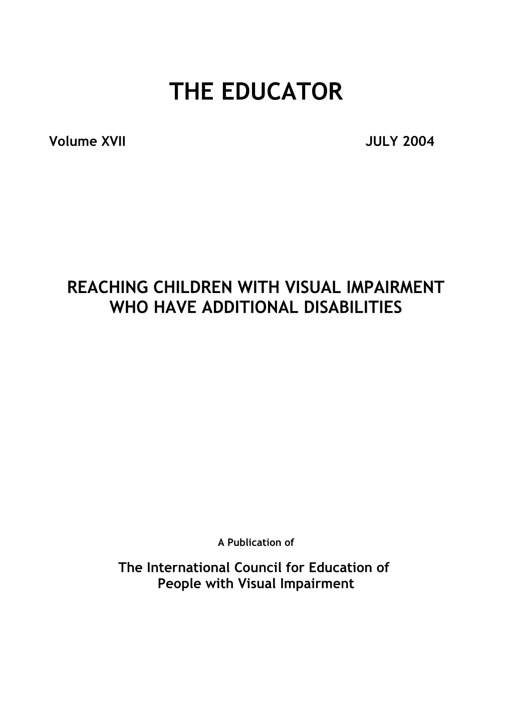 Reaching Children with Visual Impairment