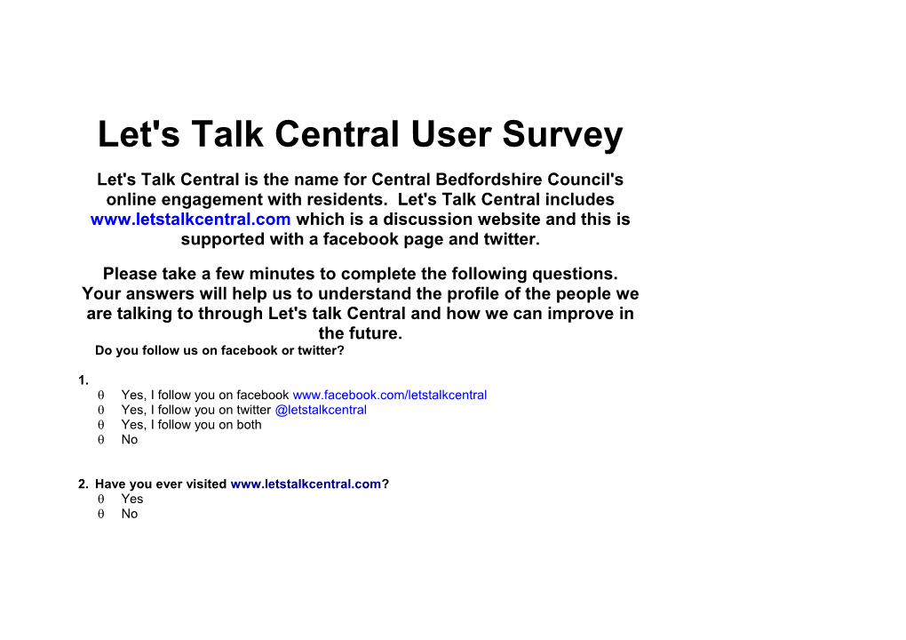 Let's Talk Central User Survey