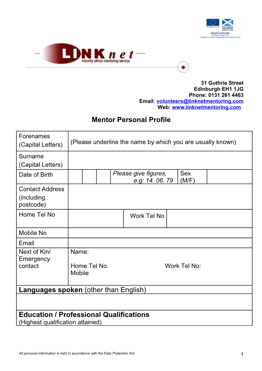 Mentor Application Form