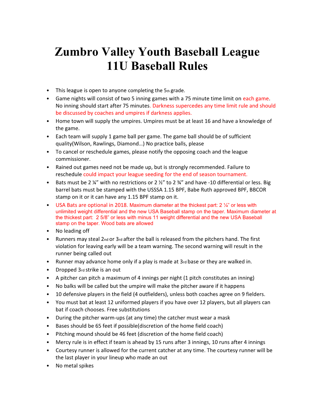 Zumbro Valley Youth Baseball League