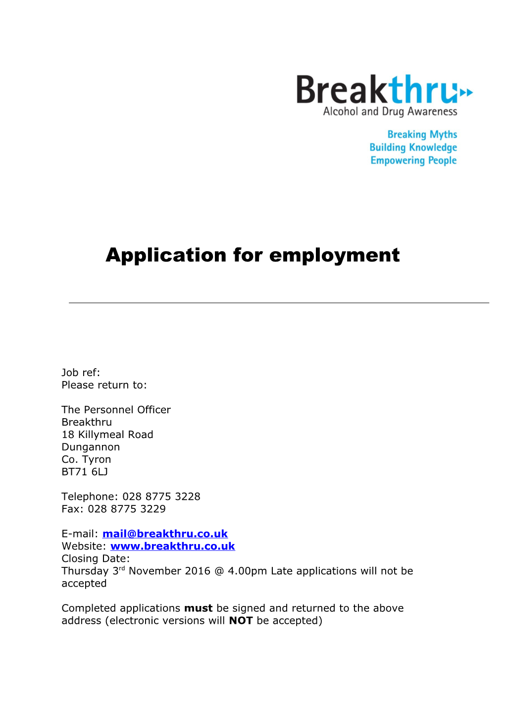 Application for Employment s84