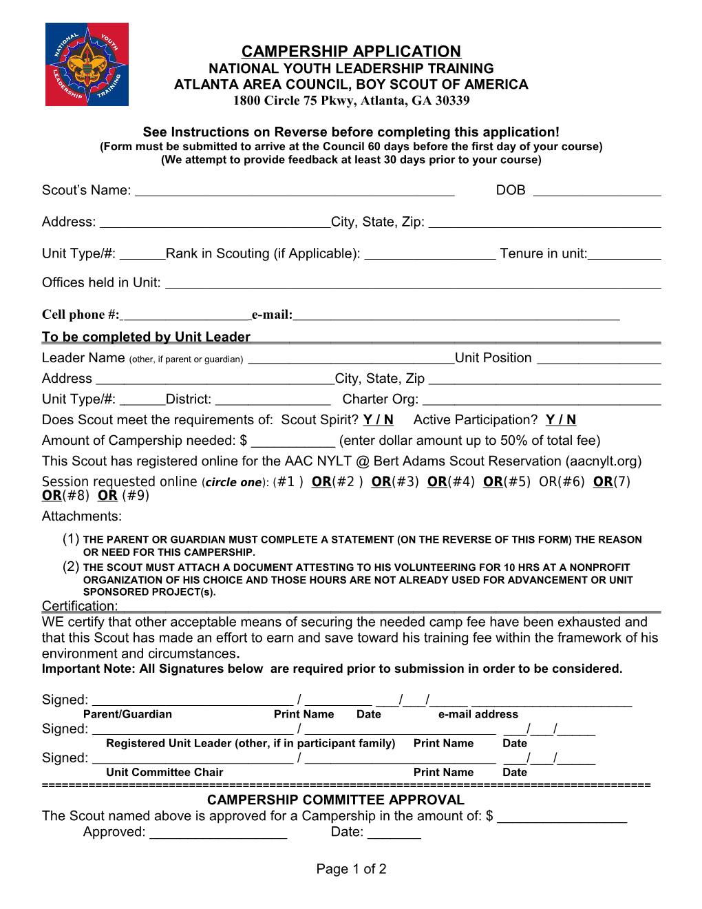 Campership Application Form