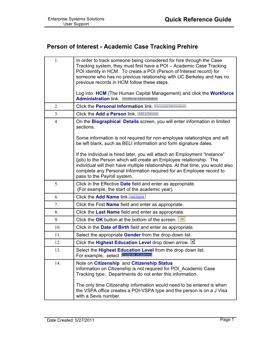 Person of Interest - Academic Case Tracking Prehire