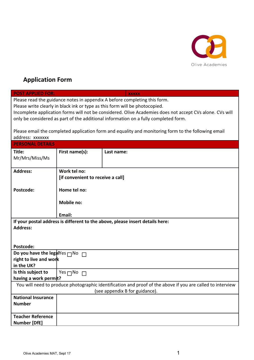 Application Form s77