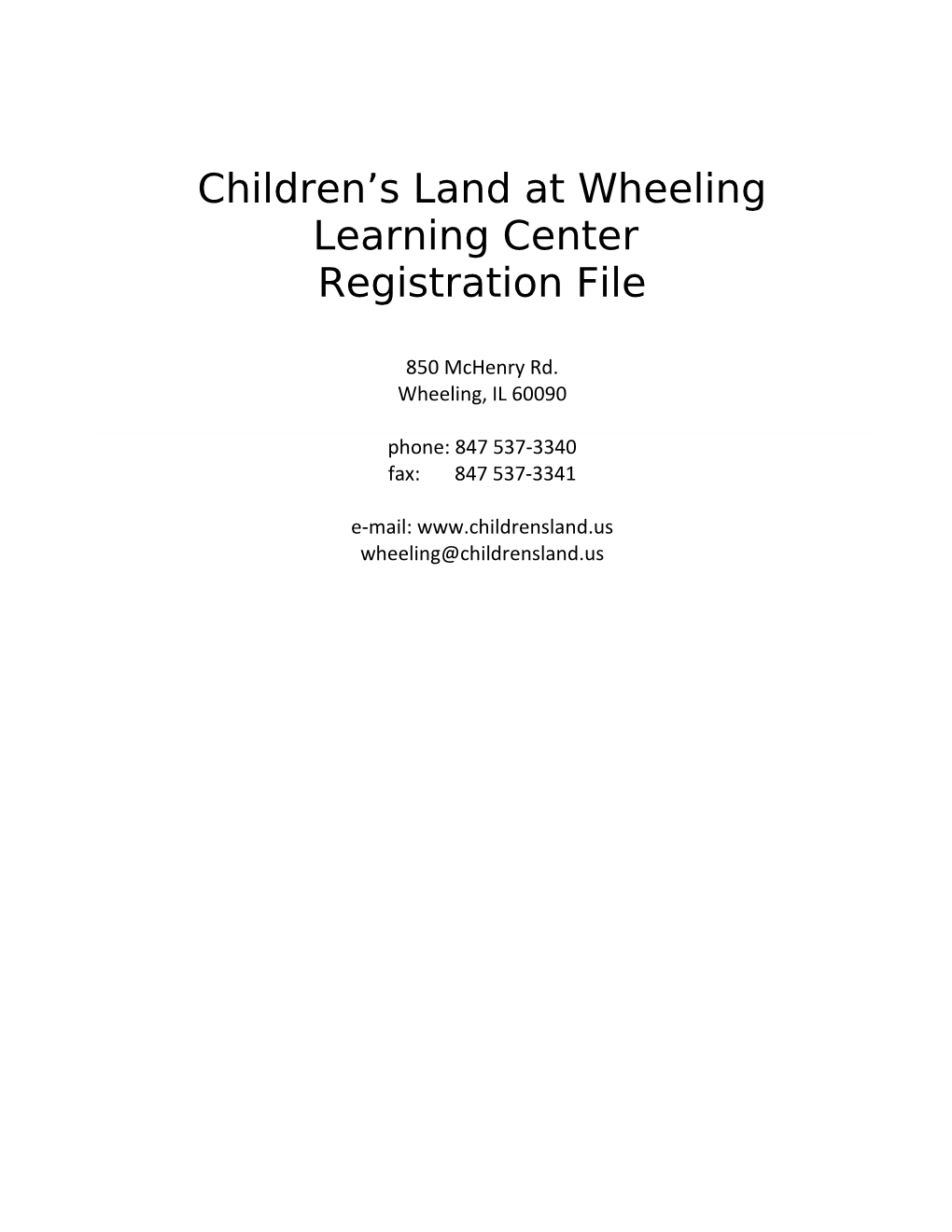 Children S Land at Wheeling