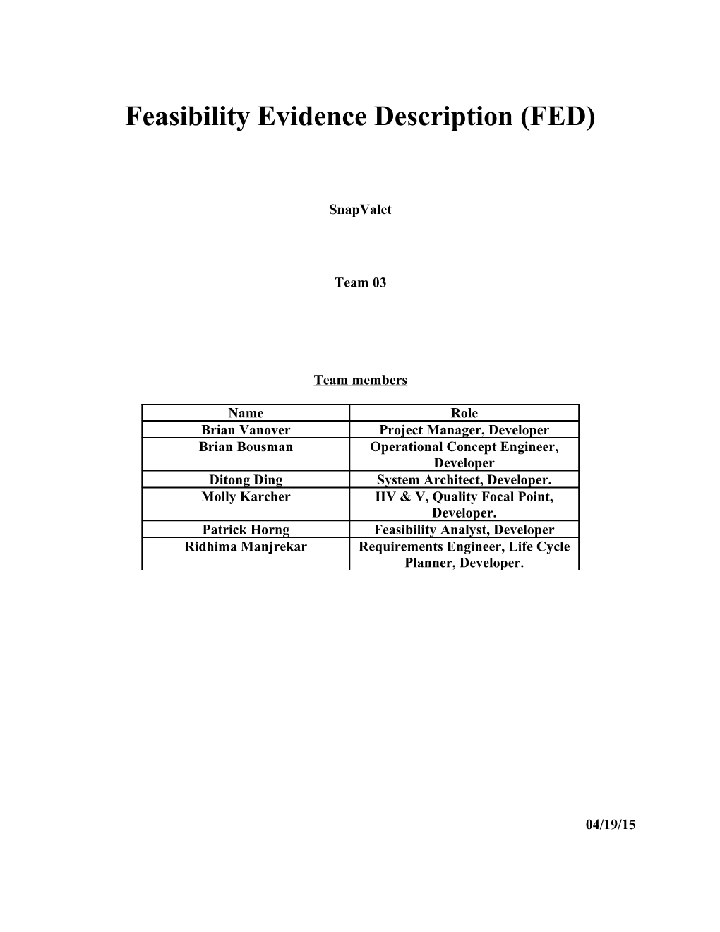 Feasibility Rationale Description (FRD) s3