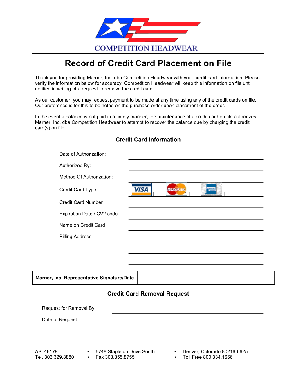 Credit Card Removal Request