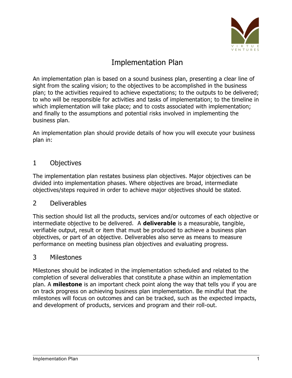 Implementation Plan Guidelines