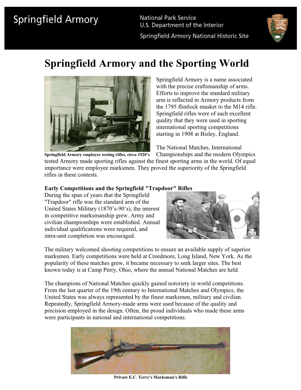 Springfield Armory and the Sporting World