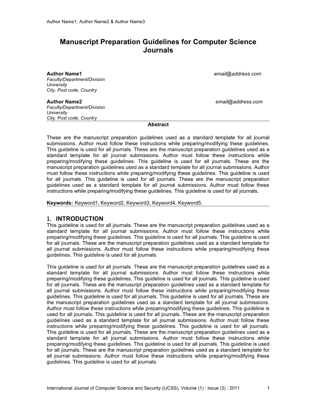Manuscript Preparation Guidelines for Computer Science Journals