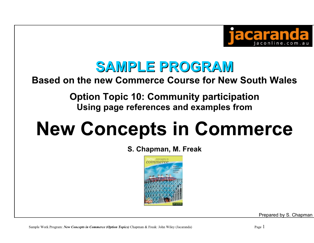 Based on the New Commerce Course for New South Wales