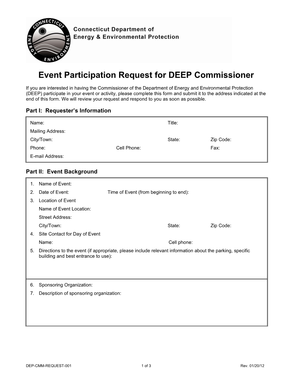 Event Participation Request for DEEP Commissioner