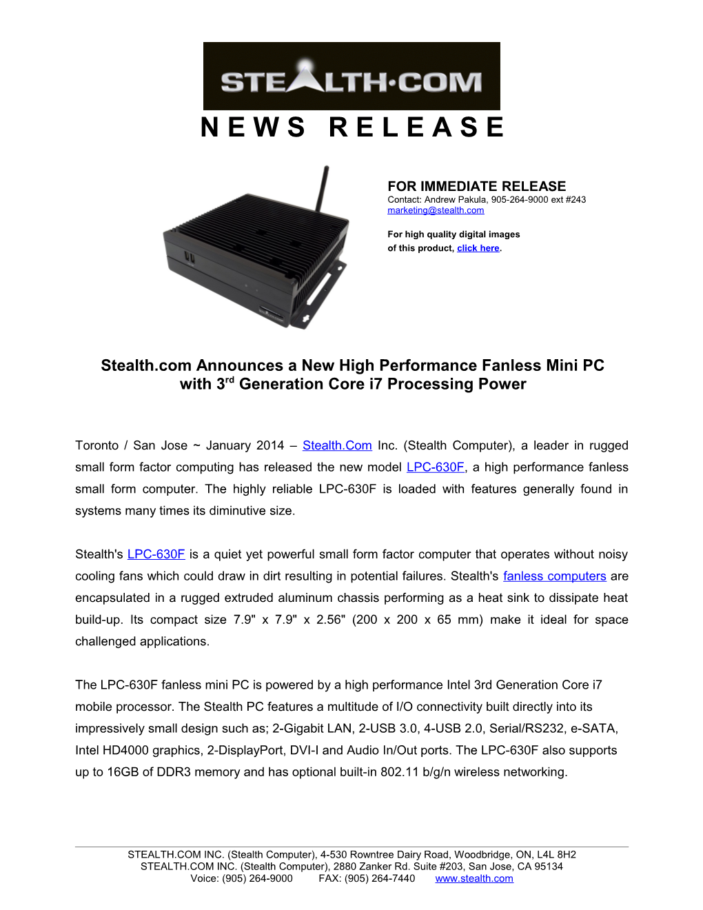 Stealth.Com Announces a New High Performance Fanless Mini PC - Page # 2