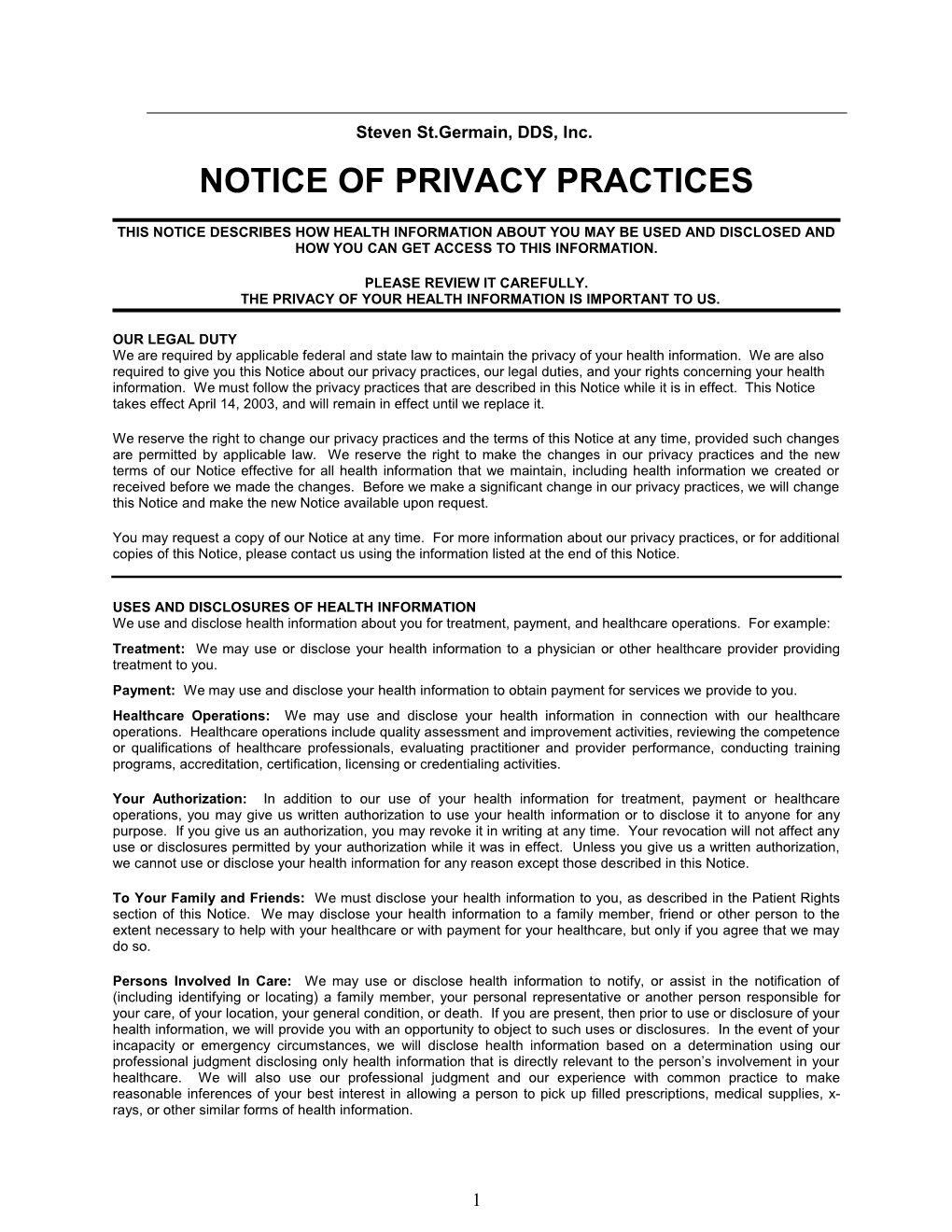 Form 03-Notice of Privacy Practices (03-NOTIC;1)