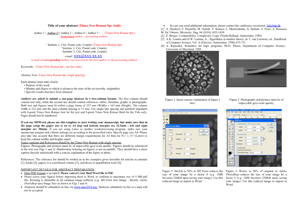 Desktop Publishing Template for MNE08 Abstract Book