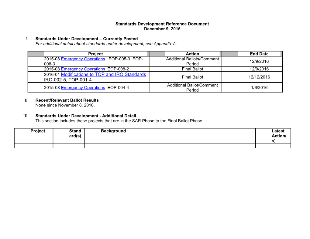 Standards Development Reference Document