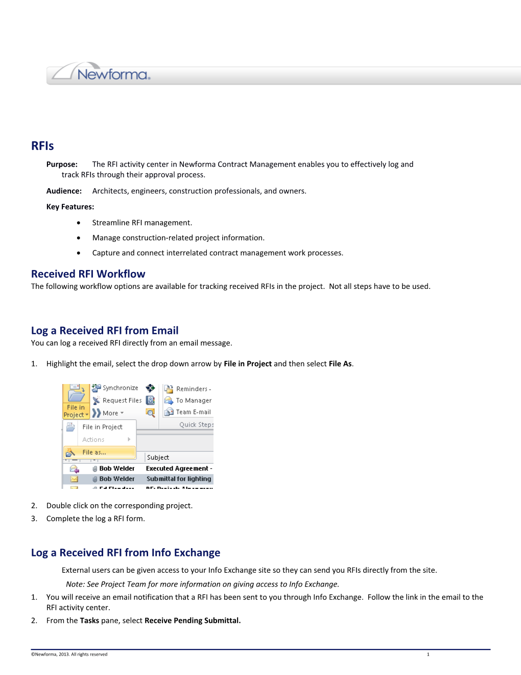 Newforma RFI Quick Reference Guide