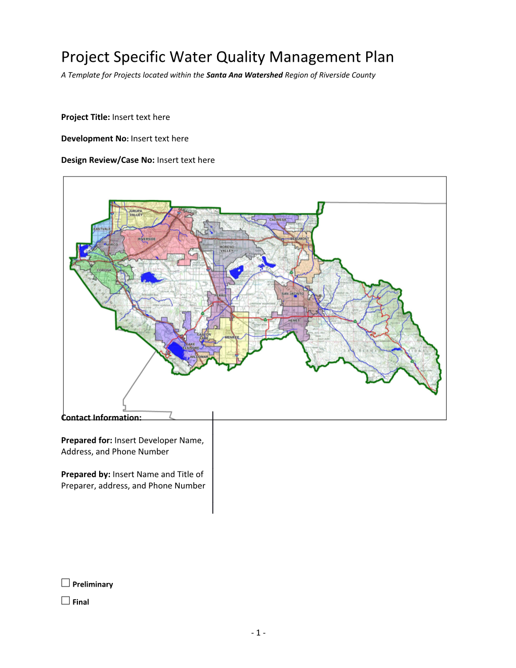 Project Specific Water Quality Management Plan s1