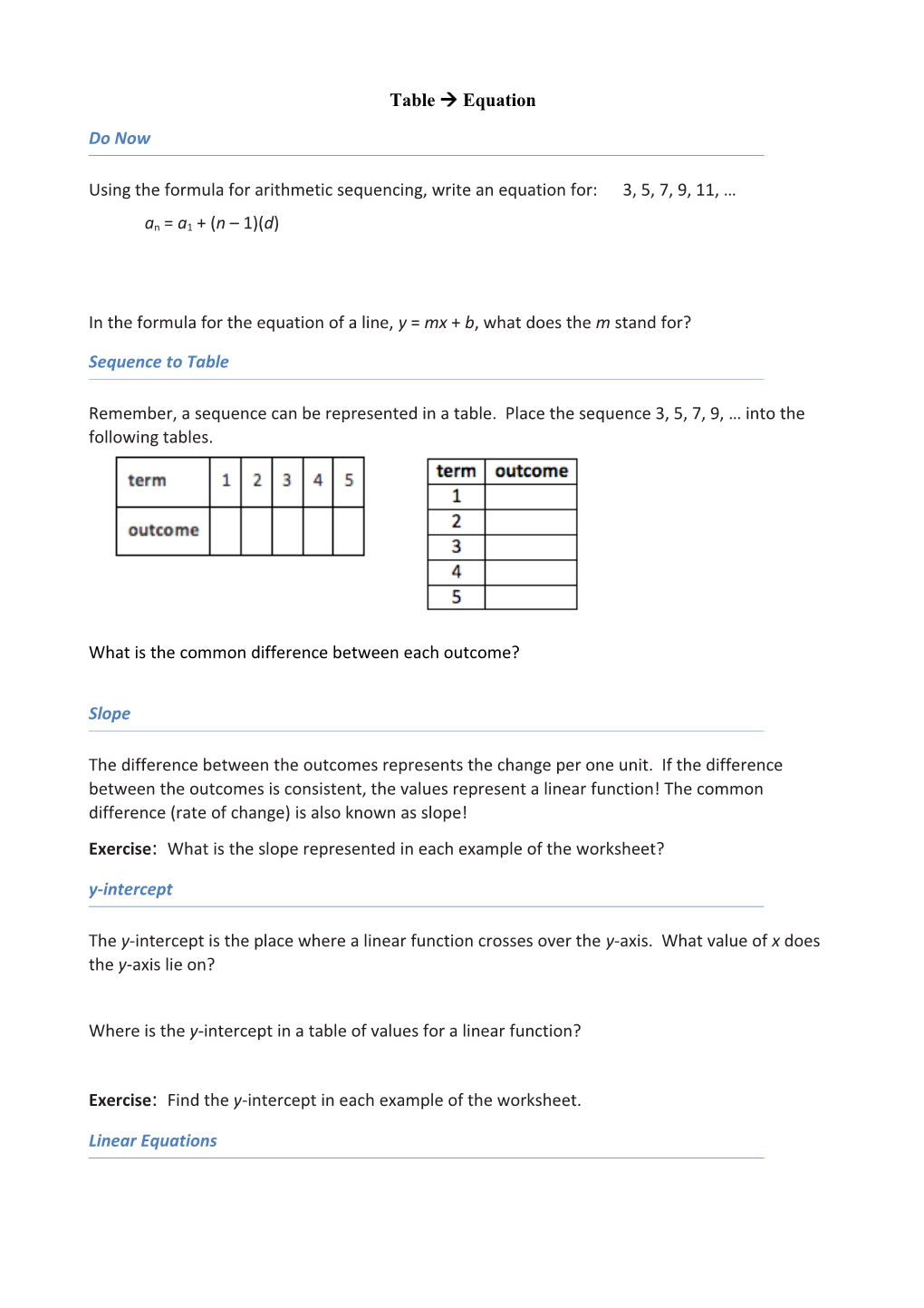 Using the Formula for Arithmetic Sequencing, Write an Equation For: 3, 5, 7, 9, 11