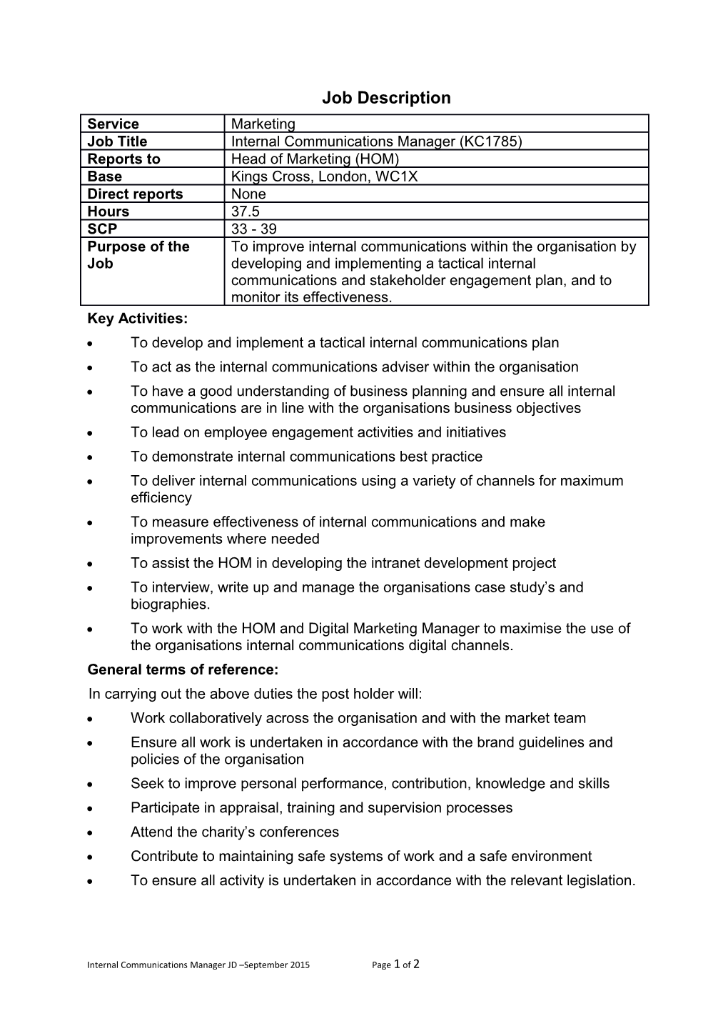 To Develop and Implement a Tactical Internal Communications Plan