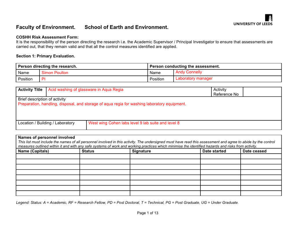 University of Leeds: Faculty of Environment