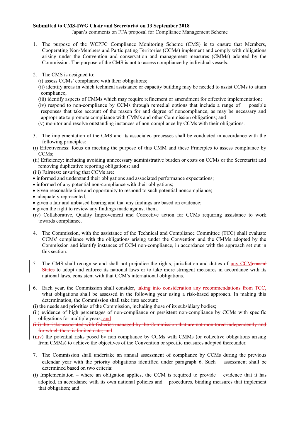 Japan S Comments on FFA Proposal for Compliance Management Scheme