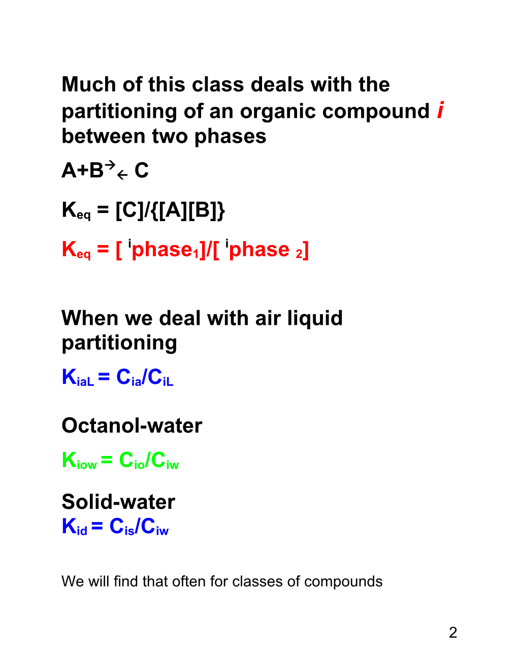 Intermolecular Forces and Partitioning