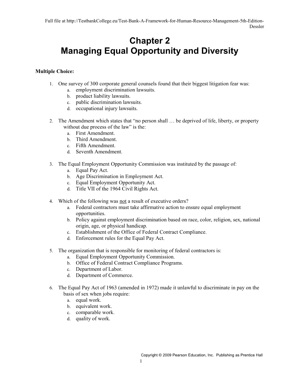 Managing Equal Opportunity and Diversity