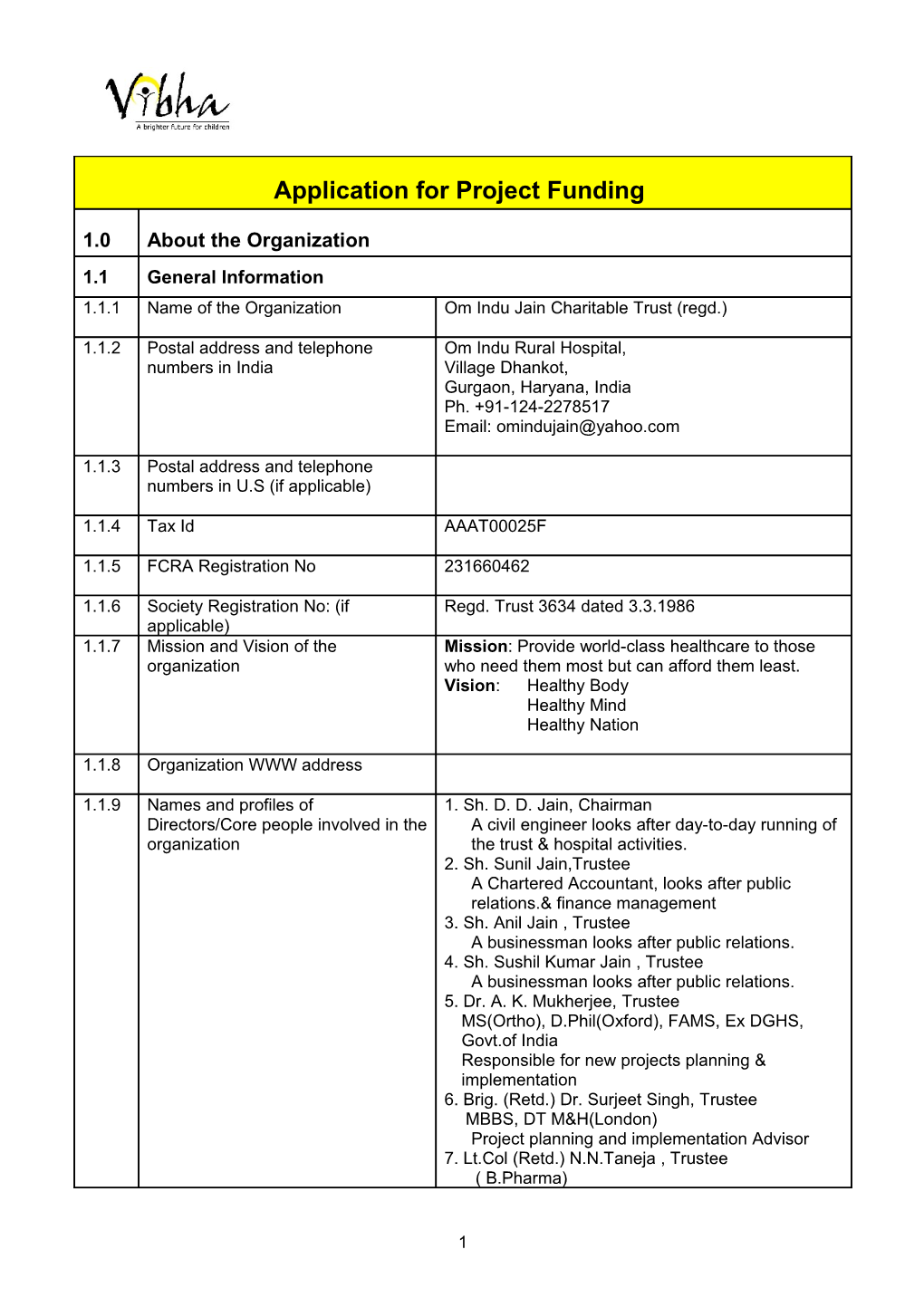 Project Proposal for Vibha