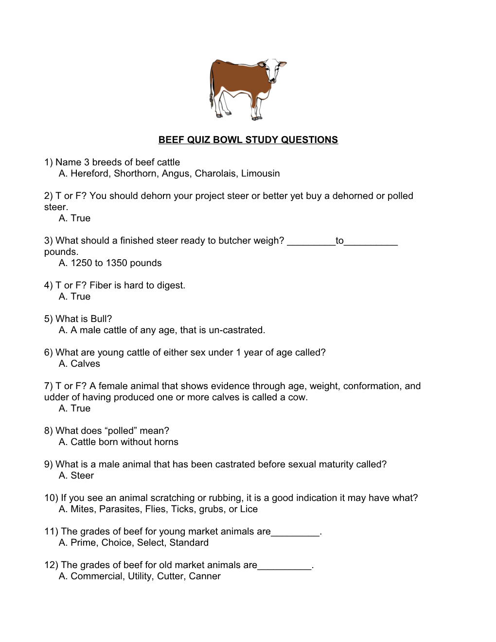 4-H Beef Learning Information