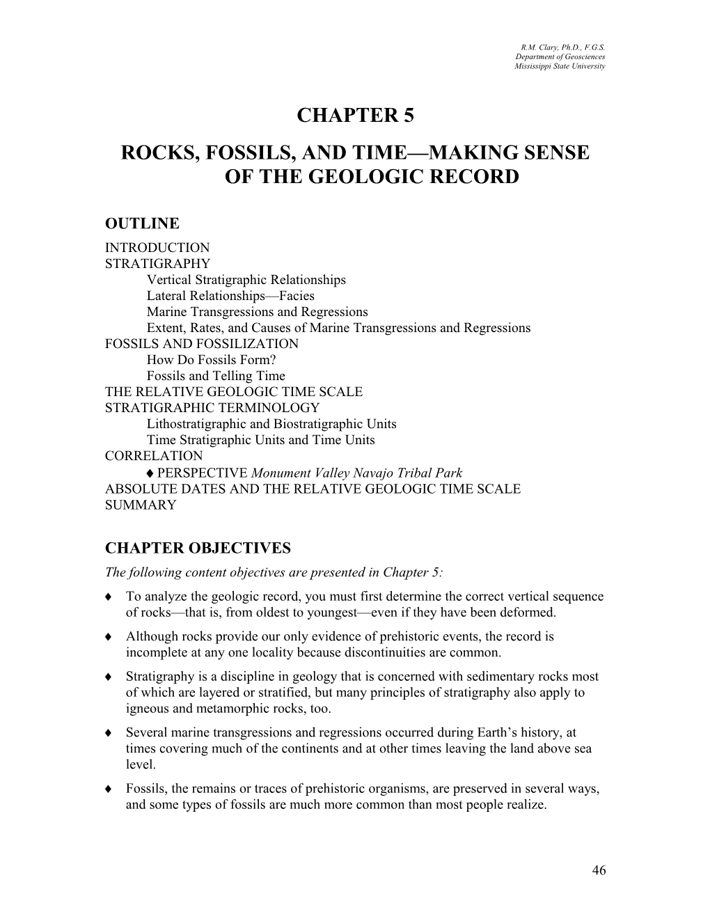 Rocks, Fossils, and Time Making Sense of the Geologic Record