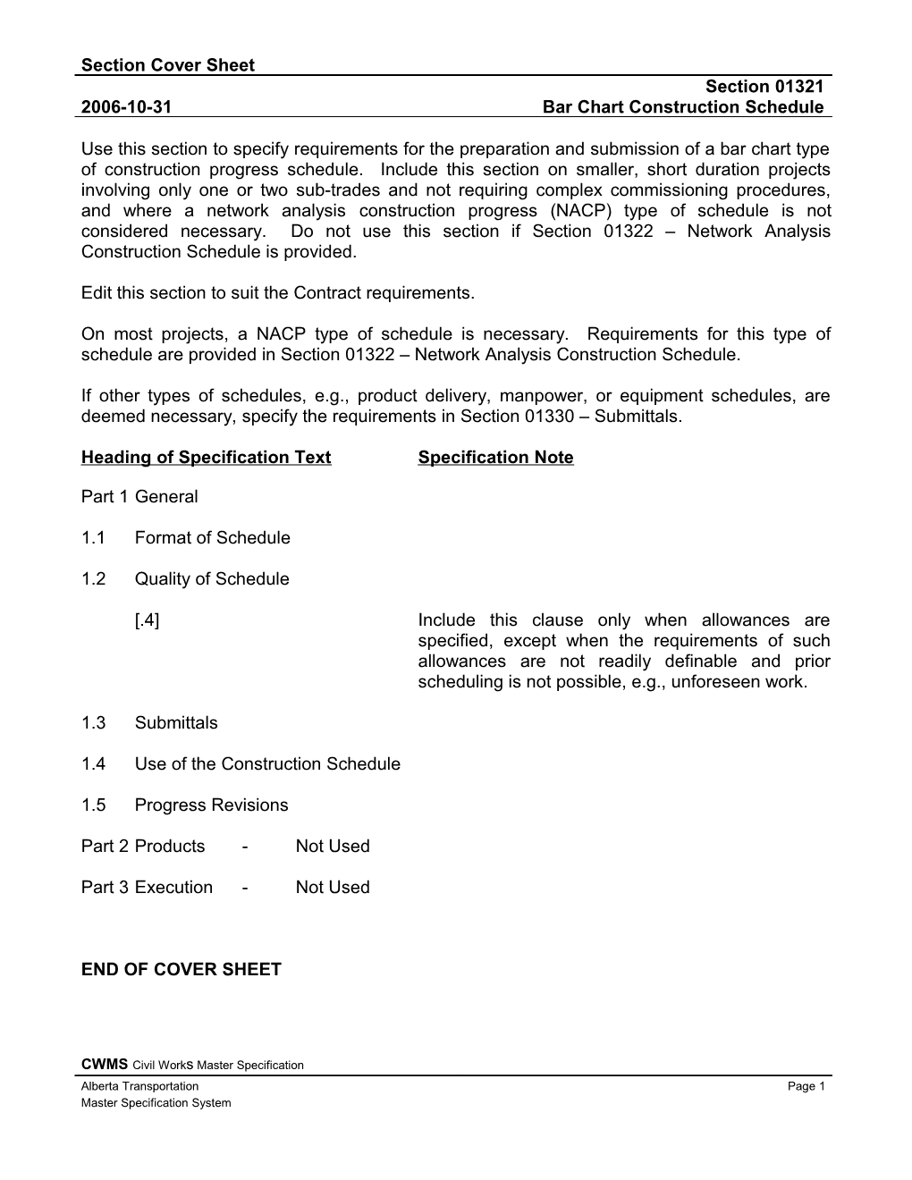 Use This Section to Specify Requirements for the Preparation and Submission of Bar Chart