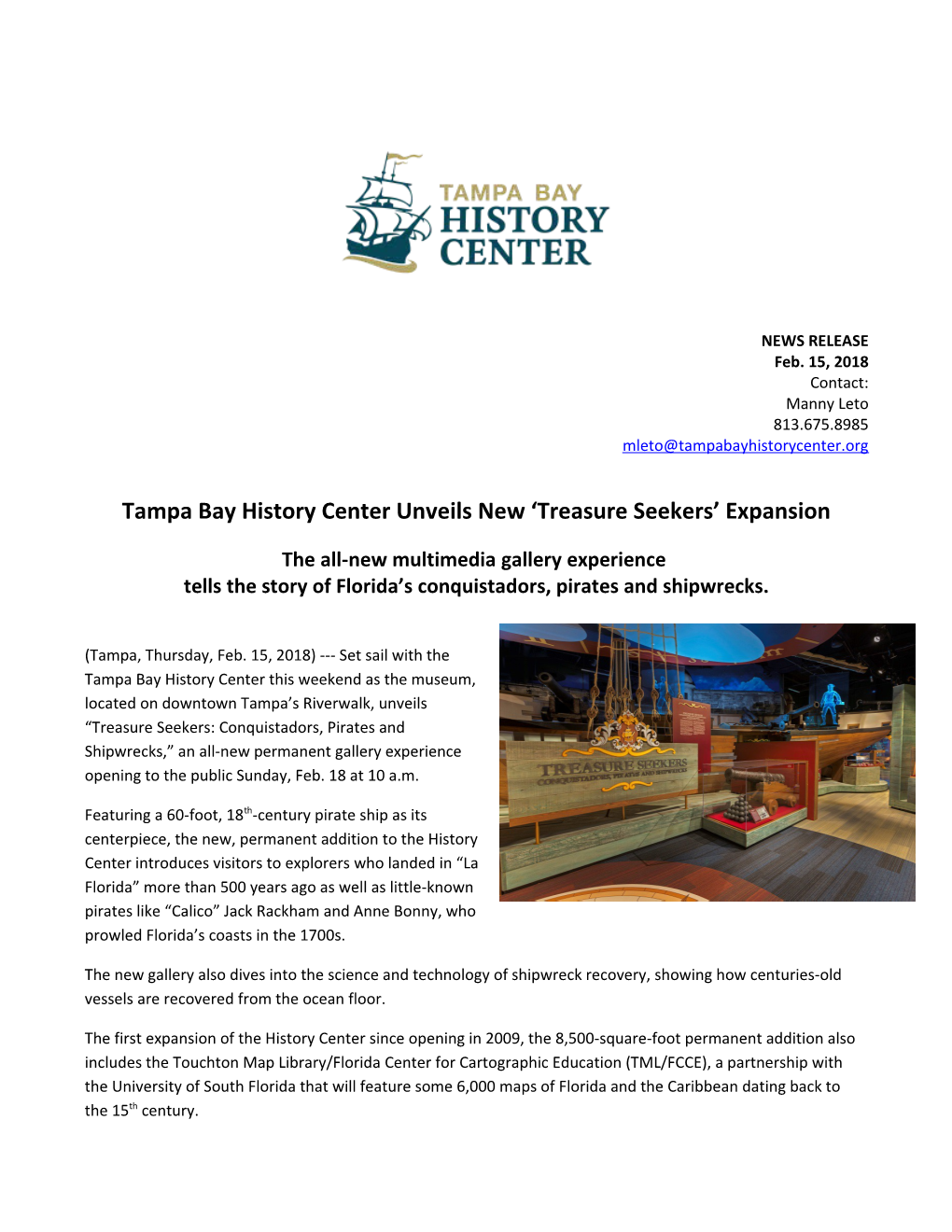 Tampa Bay History Center Unveils New Treasure Seekers Expansion