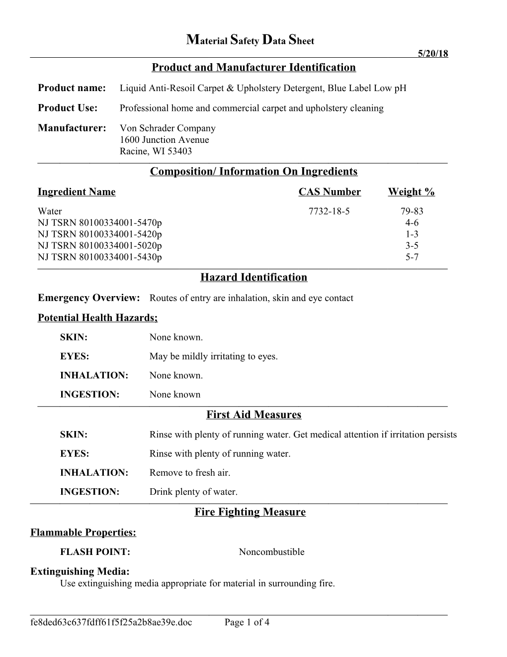 Product and Manufacturer Identification