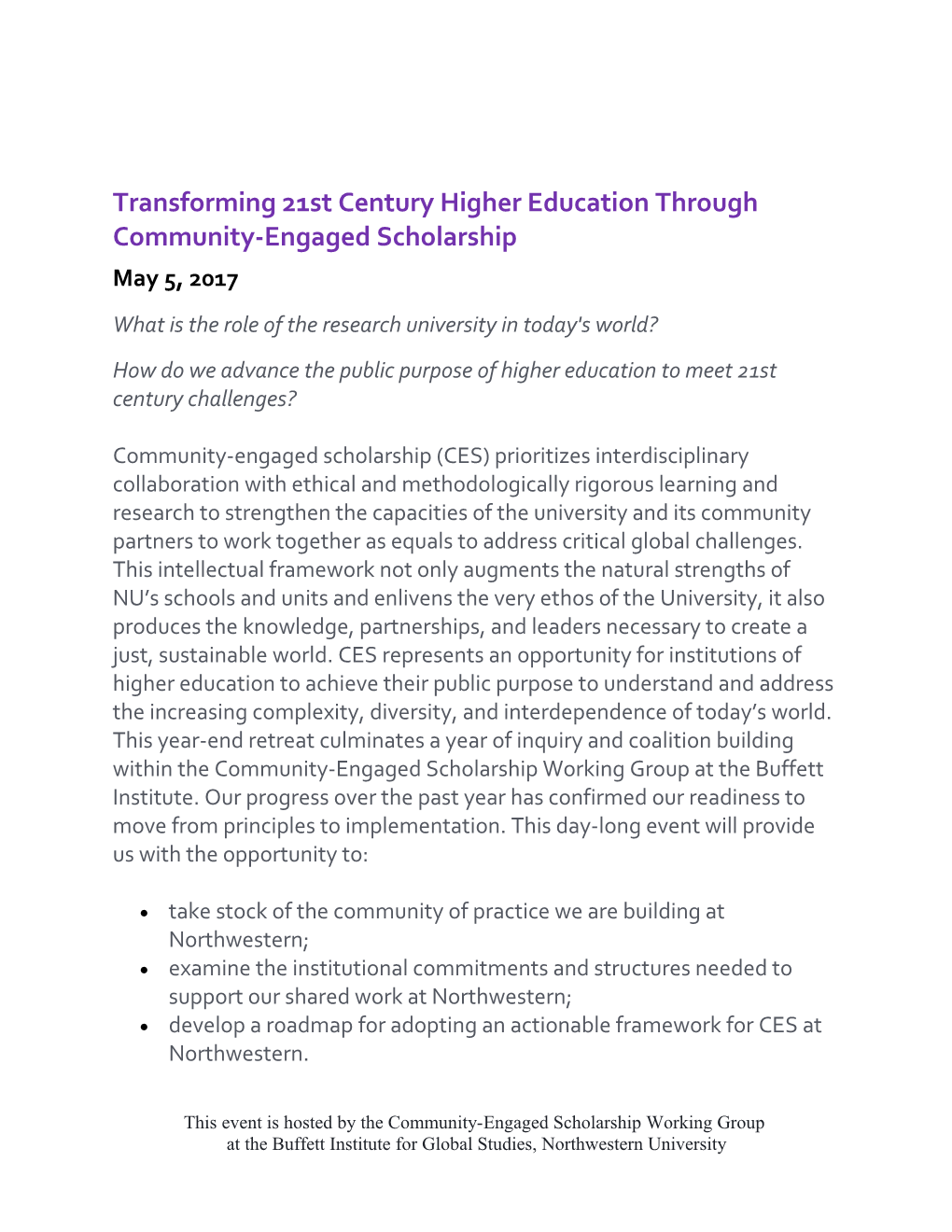 Transforming 21St Century Higher Education Through Community-Engaged Scholarship