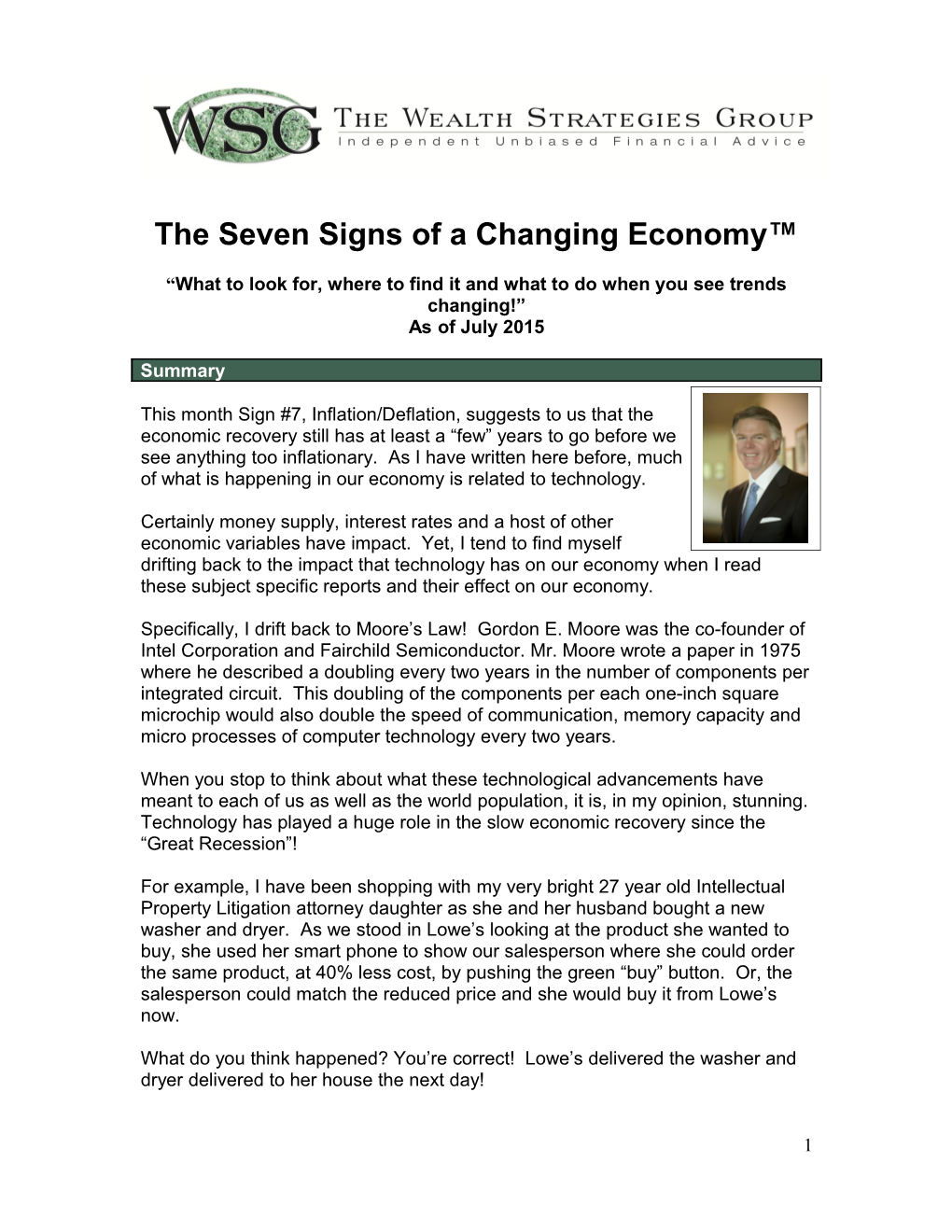 The Seven Signs of a Changing Economy