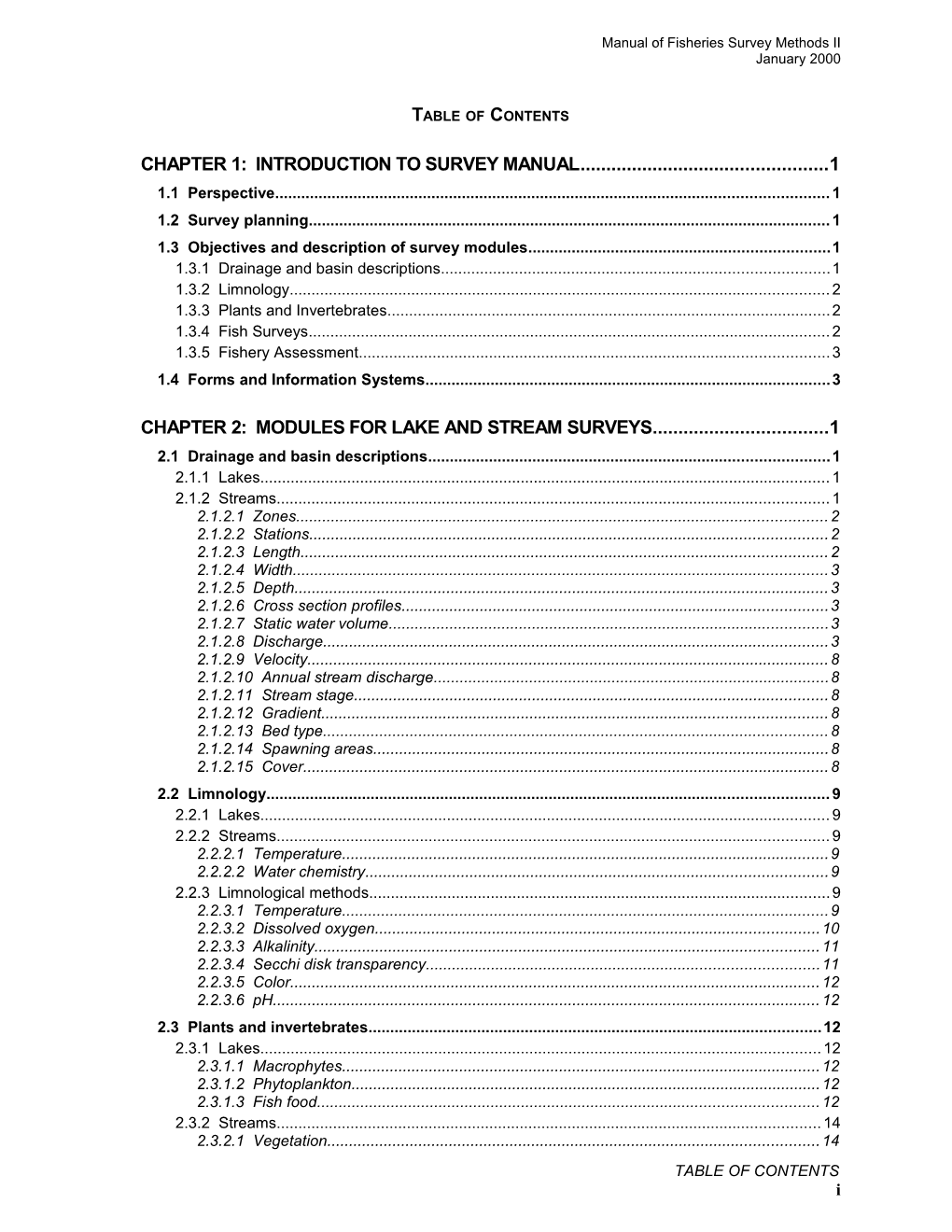 Chapter 1: Introduction to Survey Manual