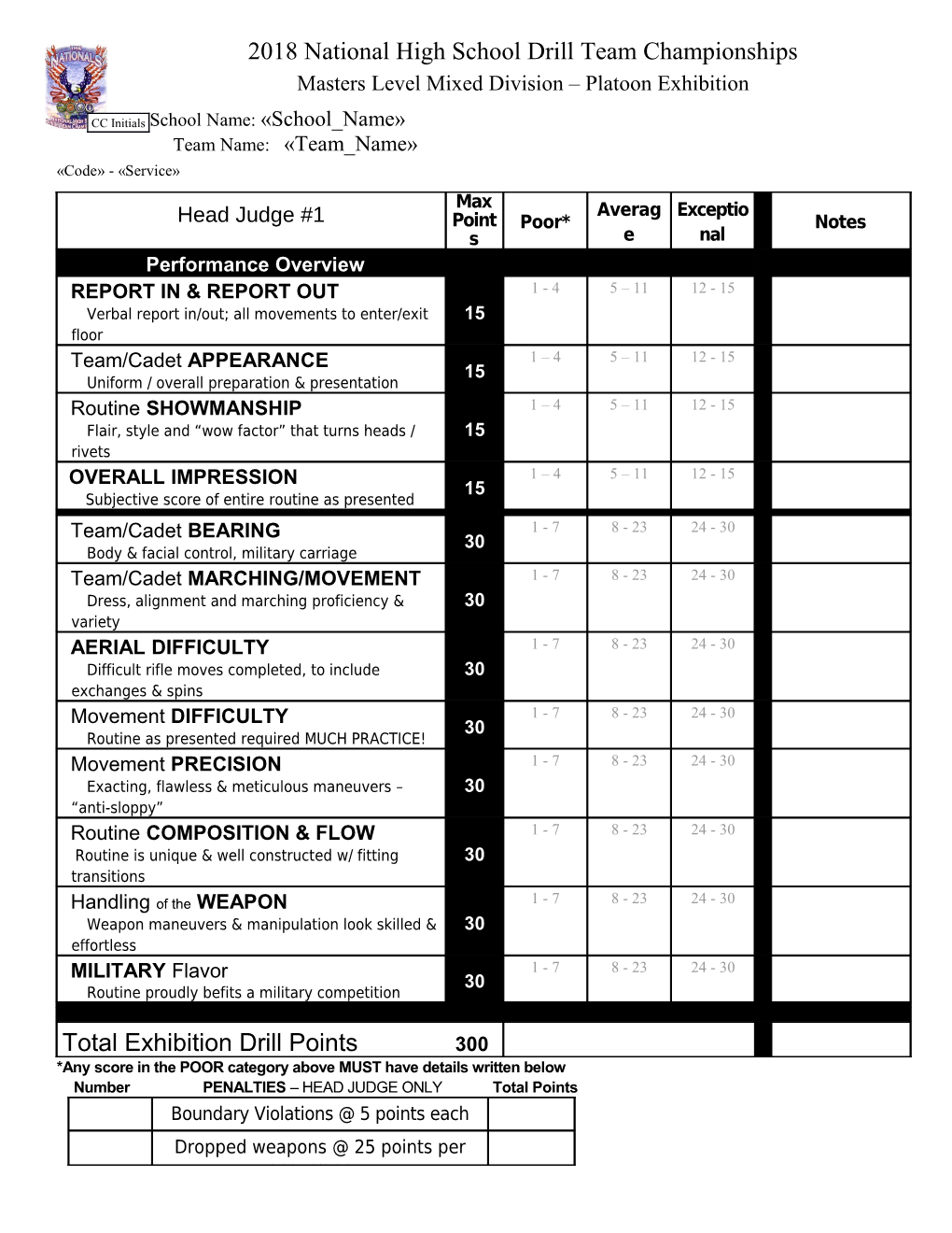 WAD Exhibition Score Sheet