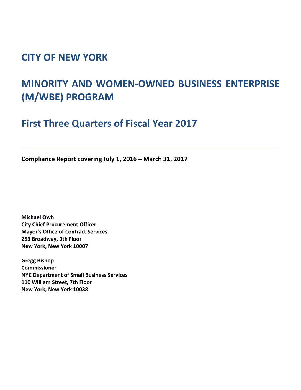 Minority and Women-Owned Business Enterprise (M/WBE) Program