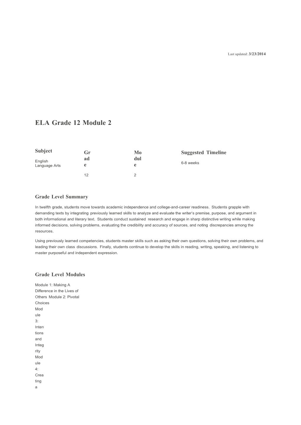 ELA Grade 12 Module 2