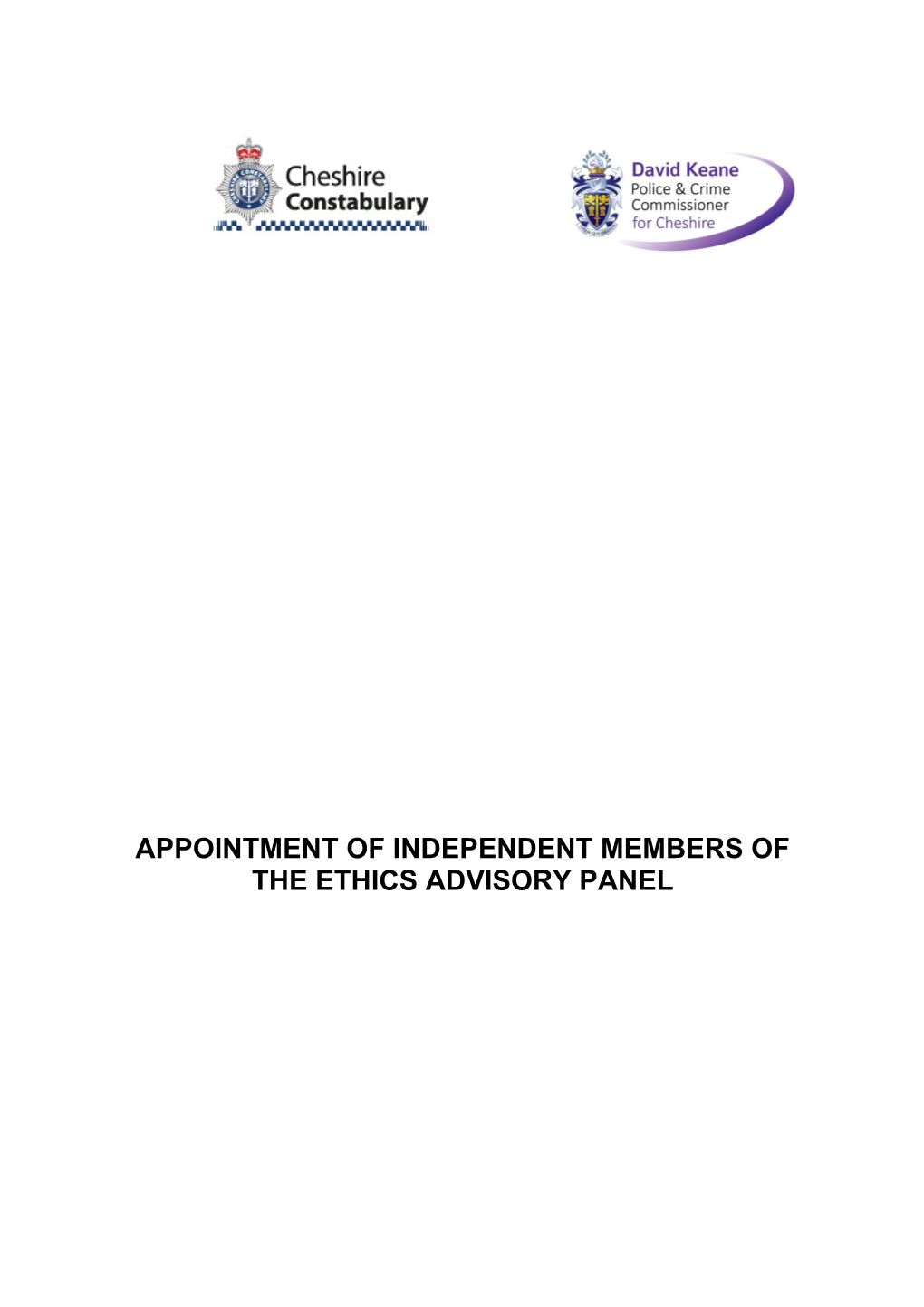 Appointment of Independent Members of the Ethics Advisory Panel