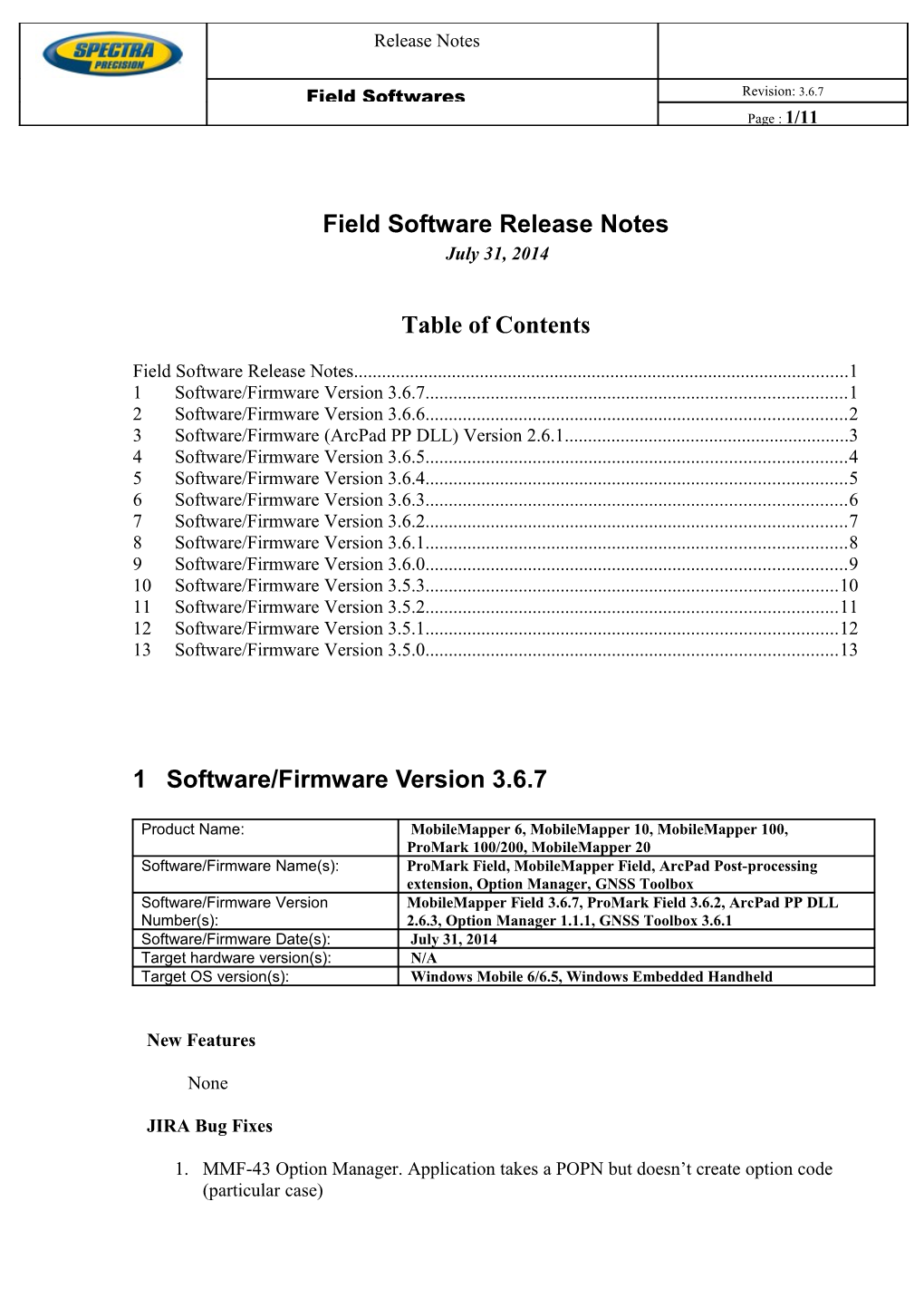 Software Release Notes s1