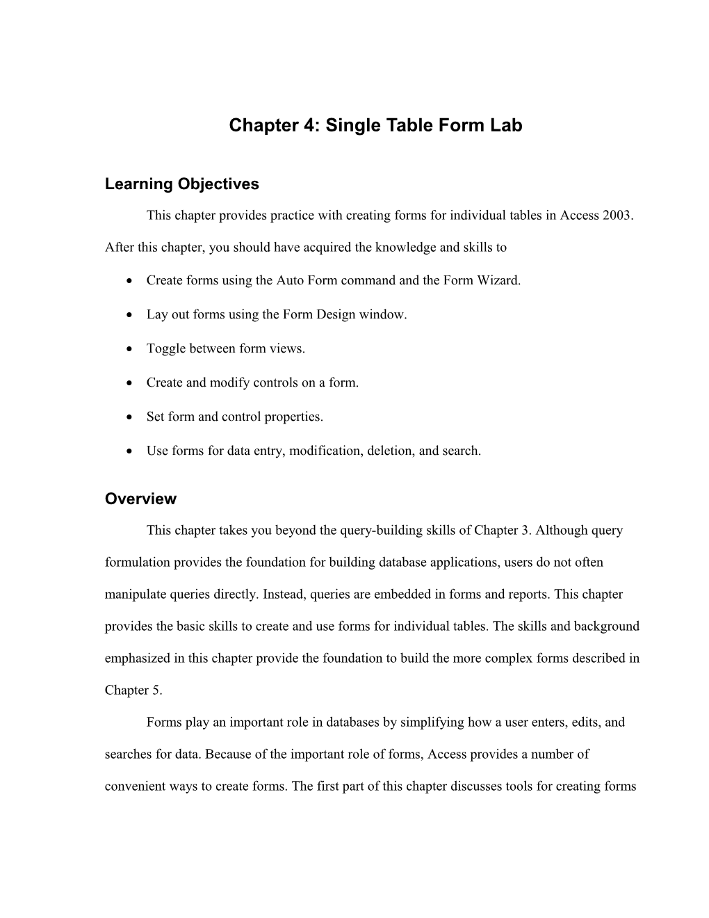 01/12/04 Chapter 4: Single Table Form Lab Page 21