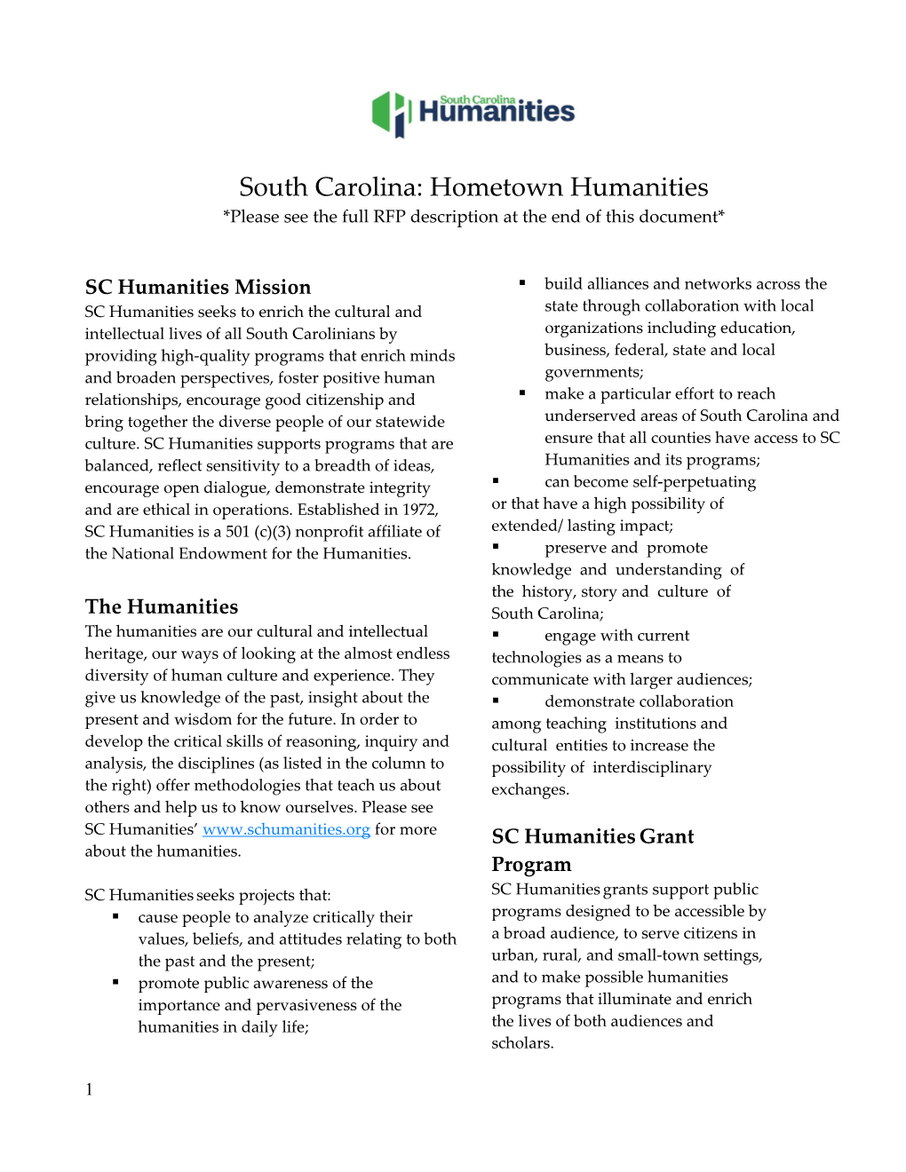 South Carolina: Hometown Humanities