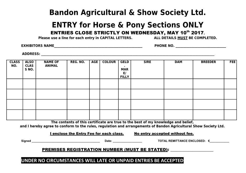 Bandon Agricultural & Show Society Ltd