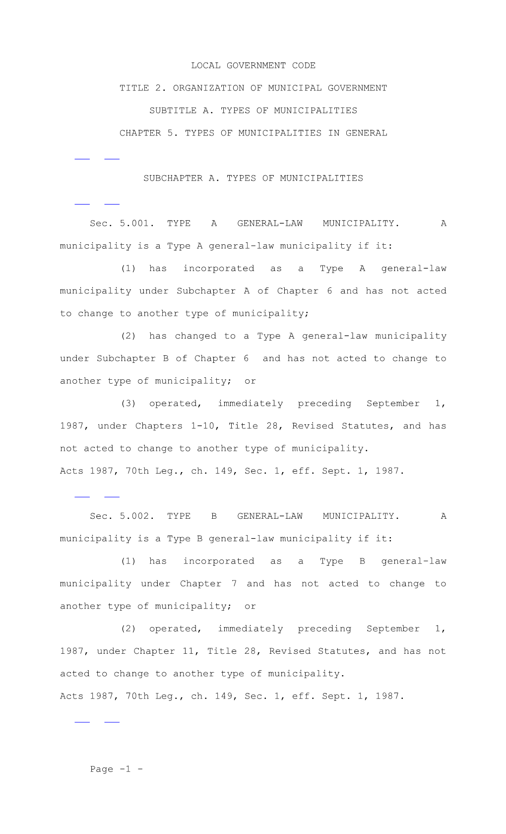 Title 2. Organization of Municipal Government