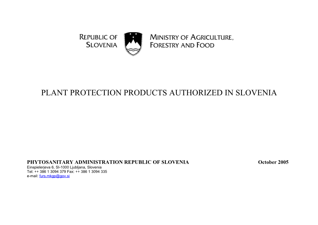 List of Currently Authorized Plant Protection Products